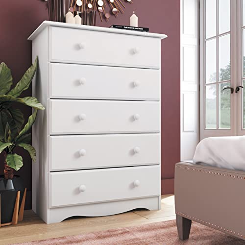 100% Solid Wood 5-Drawer Chest Honey Pine Stained Light Wood B527874