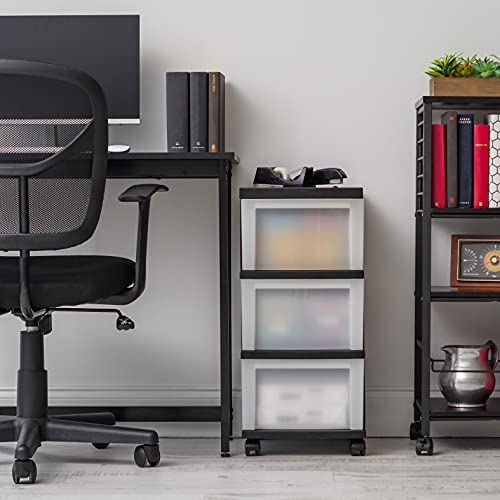 Black Plastic 4-Drawer Rolling Cart T894