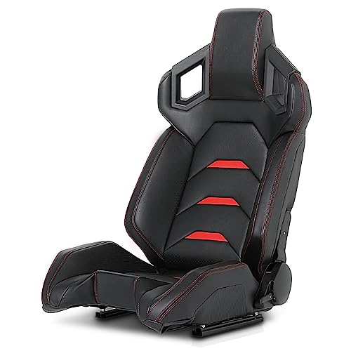 Red PVC Bucket Style Reclinable Sport Racing Seat E78775
