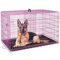 Large Foldable Metal Wire Dog Crate with Double-Door Tray L317