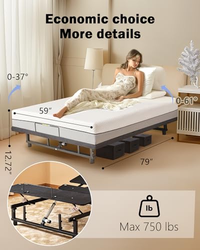 Queen Adjustable Bed Base Frame Black Metal K4909