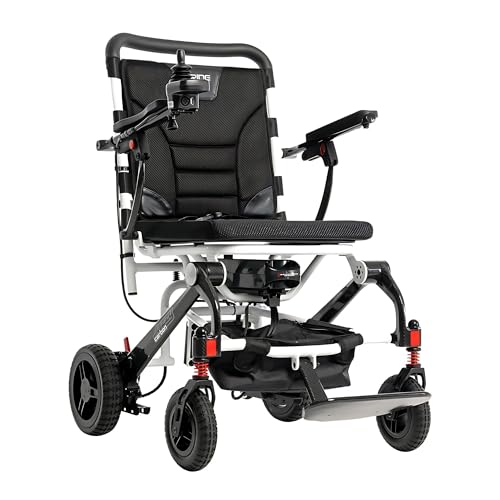 White Electric Wheelchair with 300 Lbs Weight Capacity, 12 Ah Battery, 17"x17" Black Foam Seat D212