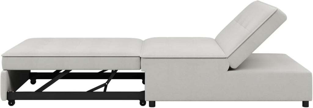 White 4-in-1 Convertible Sofa with Storage Pocket and USB Port N166
