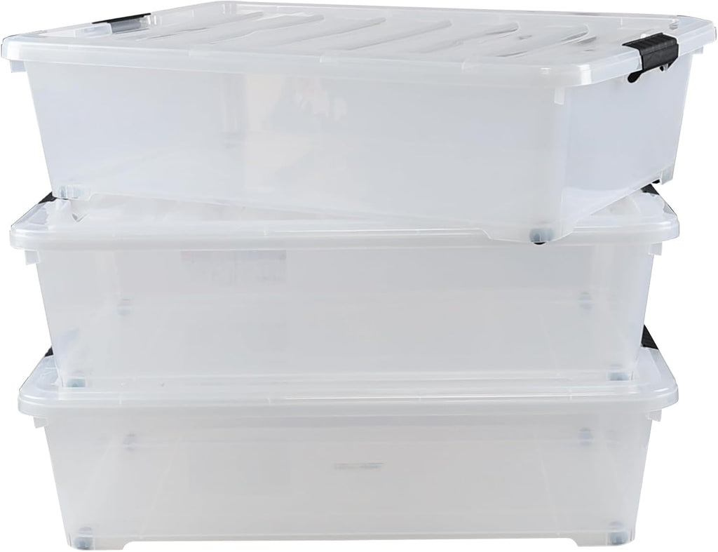 3-Pack 50 Quart Plastic Underbed Storage Bins with Lids C534618