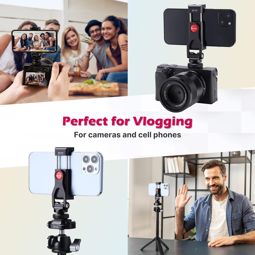 Metal Phone Tripod Mount with 2 Cold Shoe Mount I9076