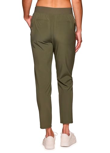 Women's Stretch Woven Ankle Pant, Lightweight, Quick Drying, Flat-Front Straight Leg Pants with Pockets A491