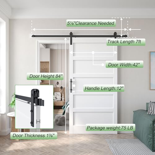 White Barn Door with Sliding Barn Door Hardware Kit Y50441