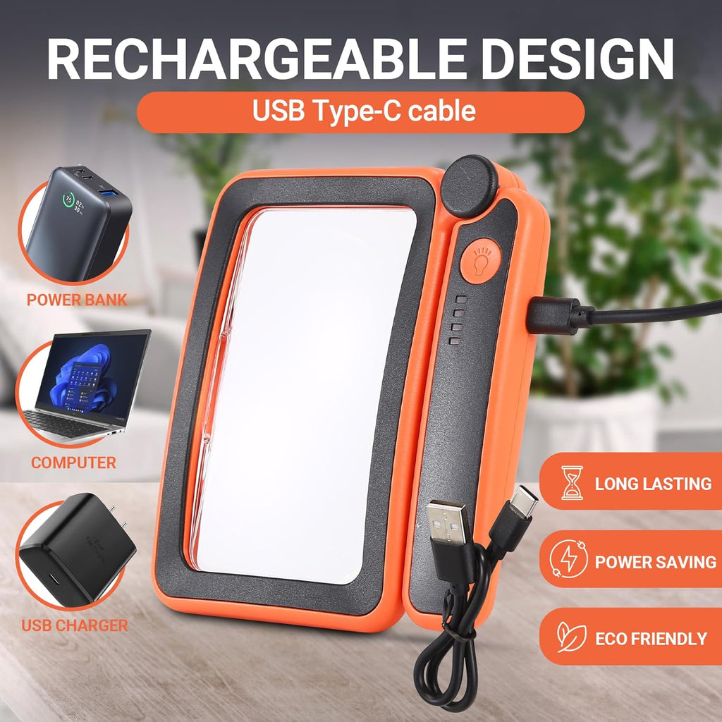 Rechargeable LED Magnifying Glass 5X Folding Rectangular Handheld Lighted Magnifier K10838
