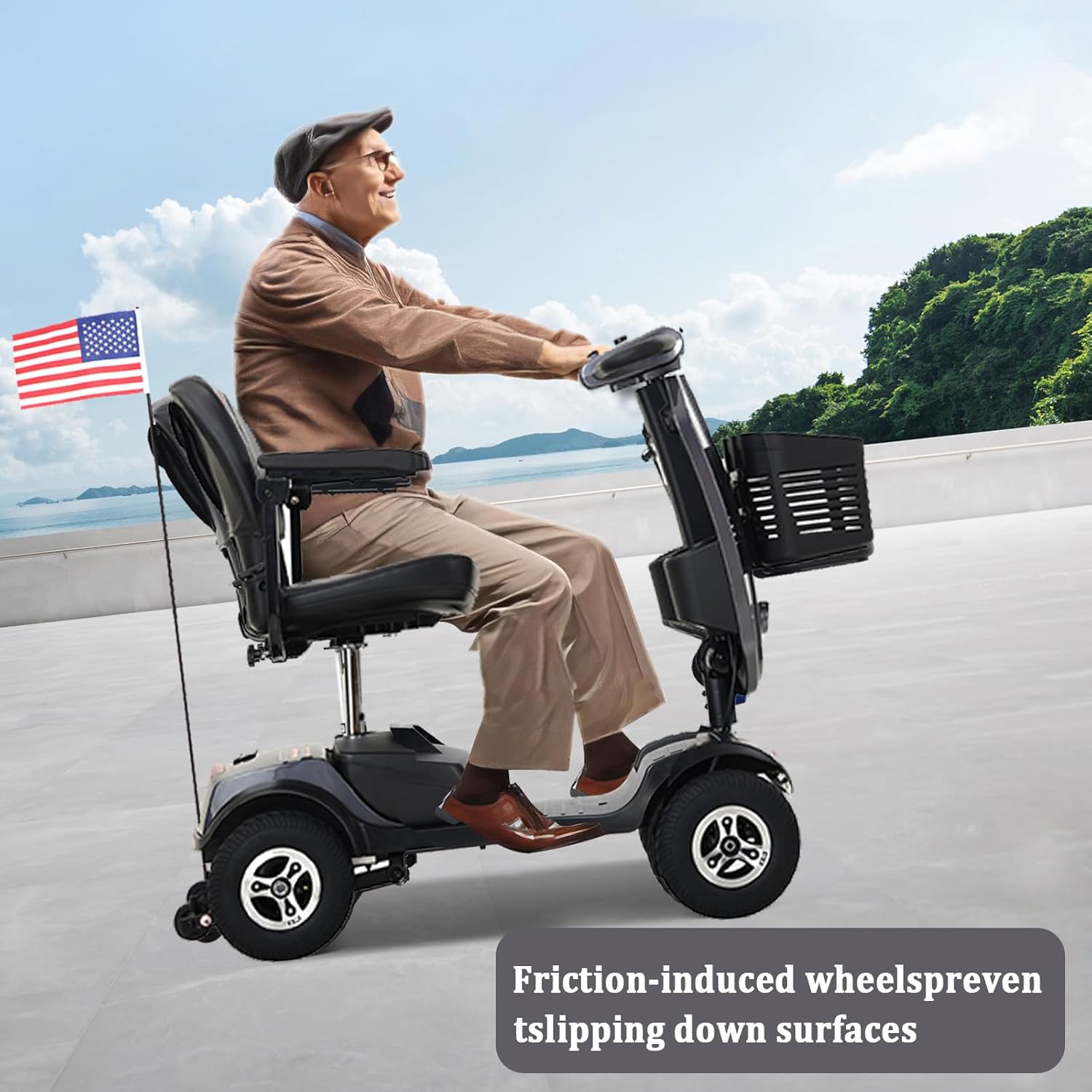 Grey Foldable 4 Wheel Mobility Scooter with 300 lbs Capacity E64219