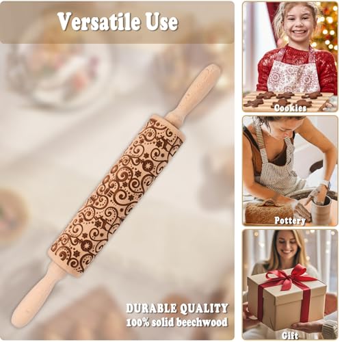 Wooden Embossed Rolling Pin L60436