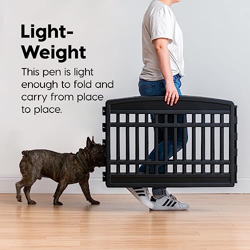 Black 8-Panel Dog Playpen with Door R880