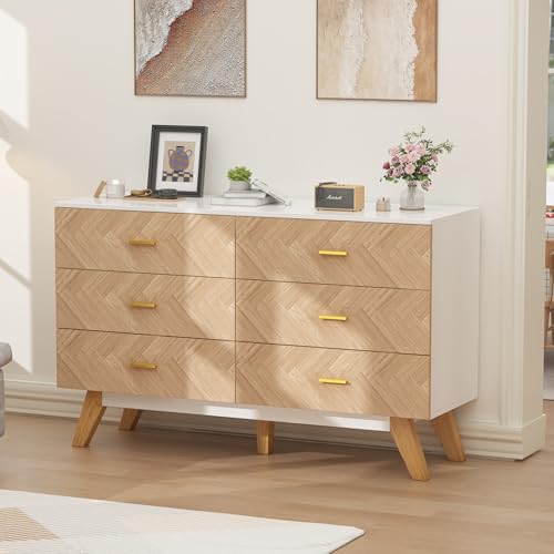 Rustic Brown Wooden 6 Drawer Dresser N270152