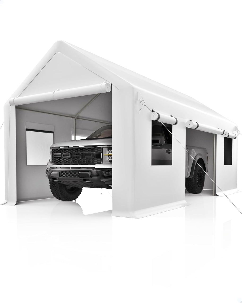 White 13'x20' Portable Carport Canopy with Steel Poles F46905