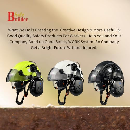 Safety Helmet with Visor Bluetooth Ear Muffs SNR 26dB Hard Hat Vented Y909367