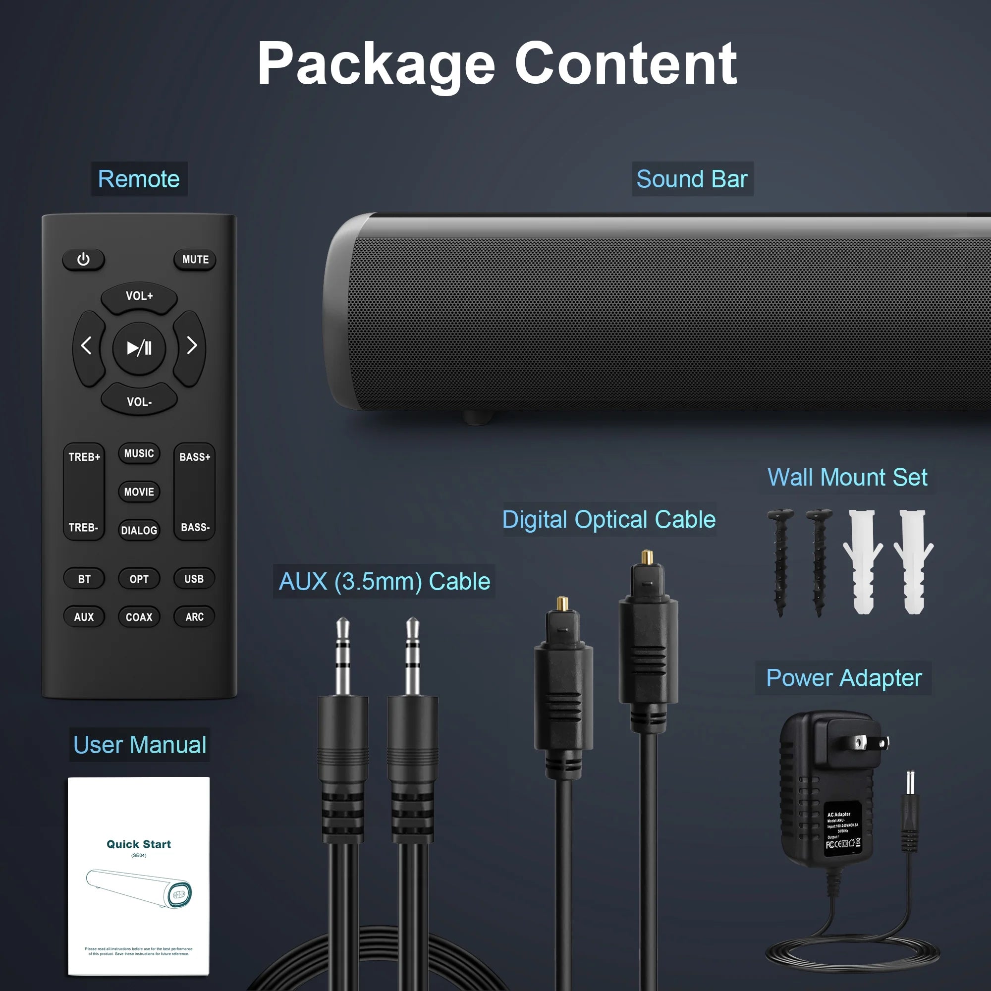 Sound Bar with Built-in Subwoofers Q180