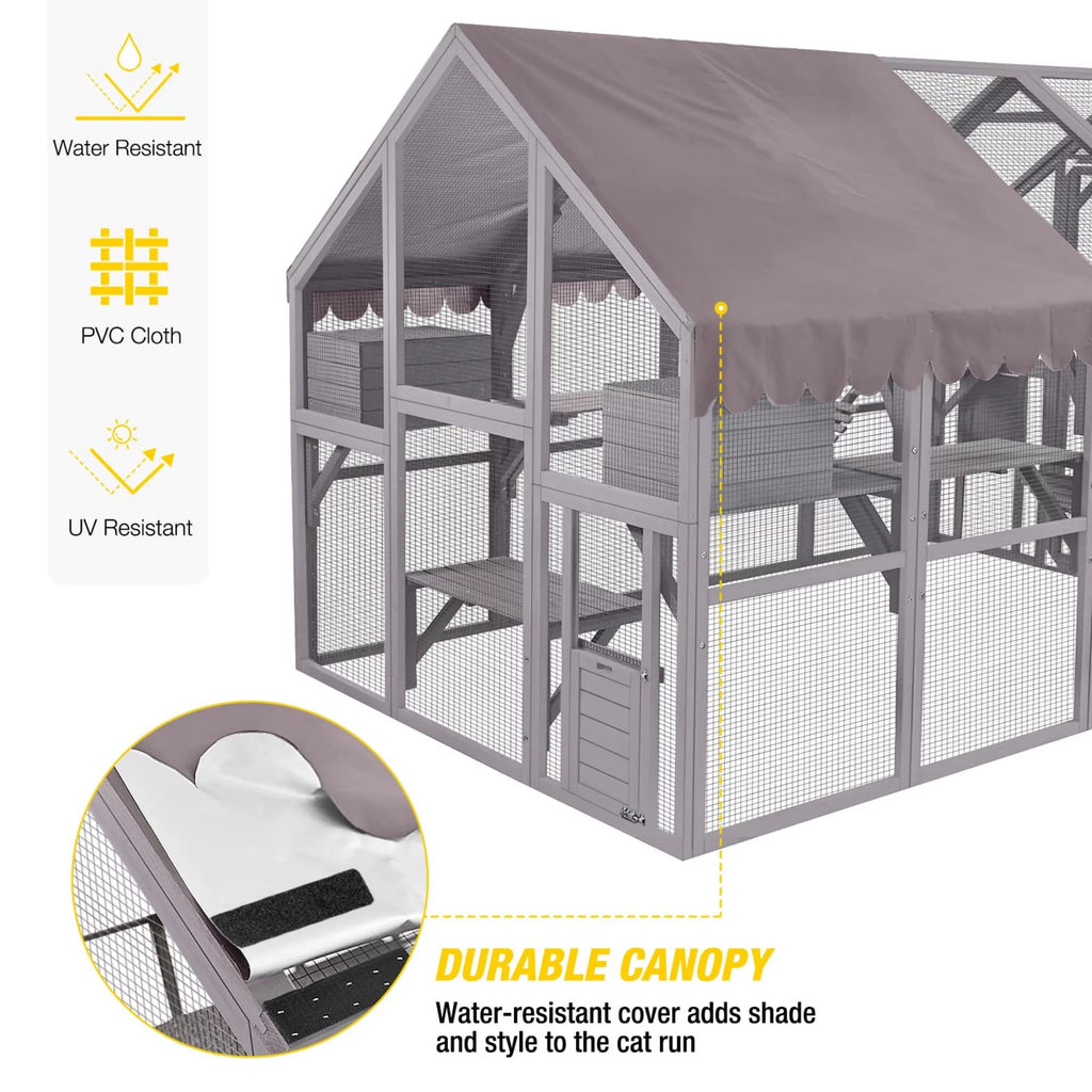 110'' Extra Large Wooden Catio Cage with Roof Cover Y224