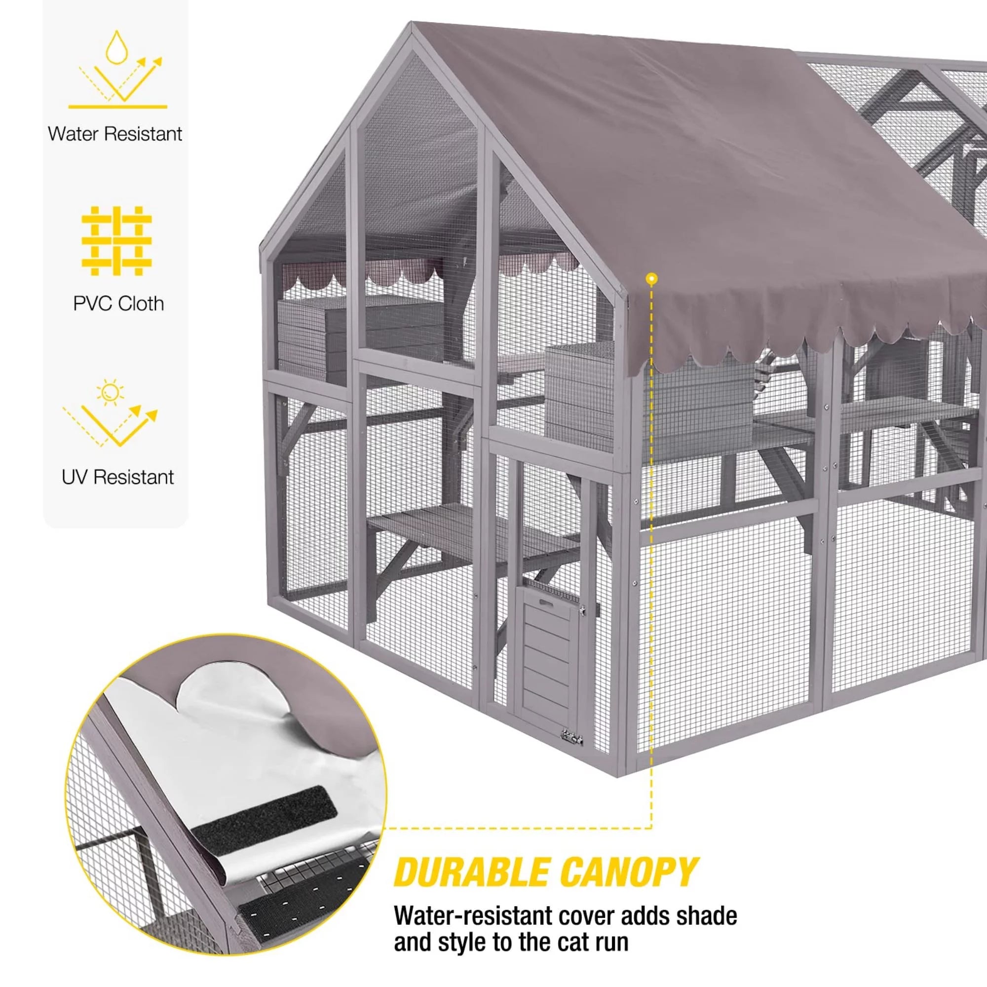 110'' Extra Large Wooden Catio Cage with Roof Cover Y224