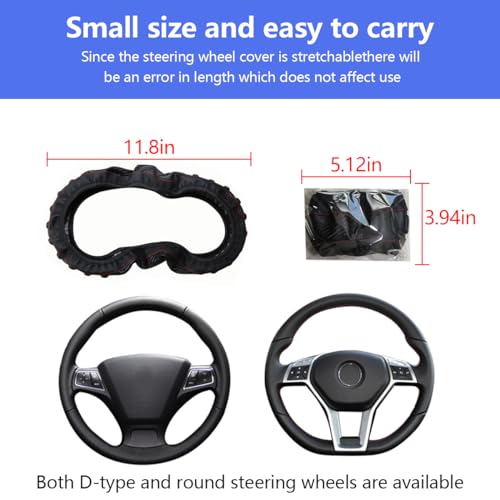 Black Elastic Stretch 14.5-15Inch Universal Steering Wheel Cover V1930