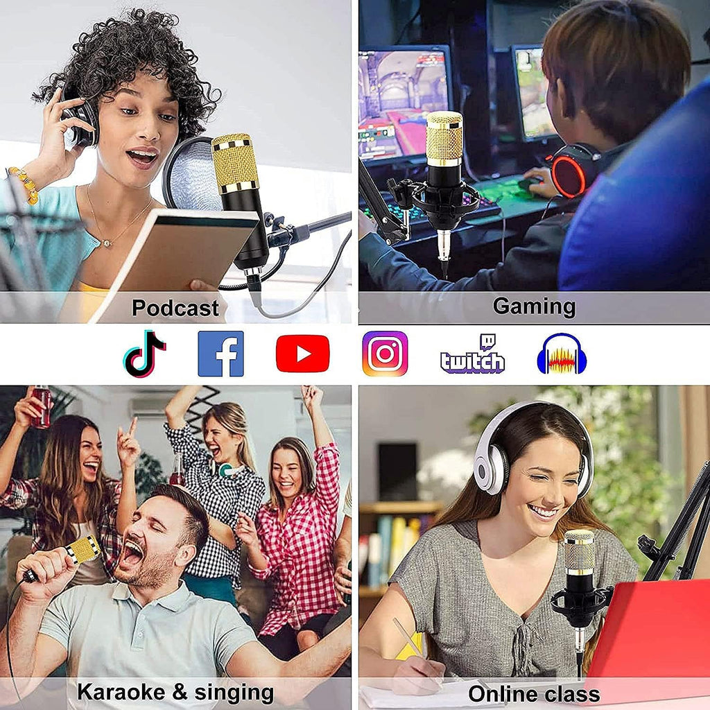 Podcast Equipment Bundle, Condenser Studio Microphone with Sound Card, Pack of 2 Z44523