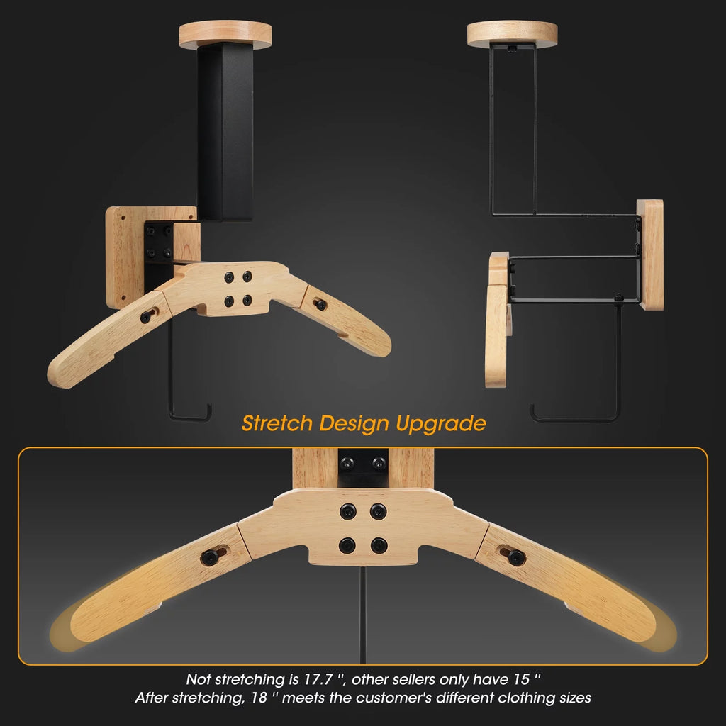 Wooden Wall Mount Helmet Rack with Hooks C196813