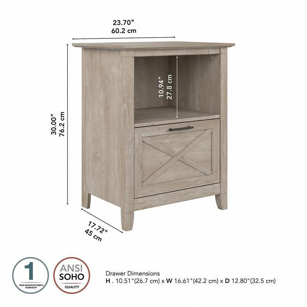 Washed Gray Lateral File Cabinet with Shelf Q9746