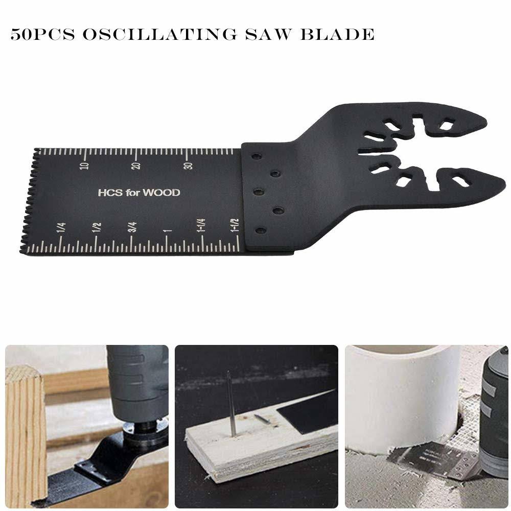 50pcs Wood Oscillating Multitool Saw Blades Universal Quick Release Black Z9623