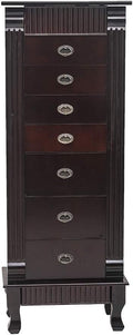 Brown 7 Drawer Jewelry Armoire Cabinet with 2 Doors D4717
