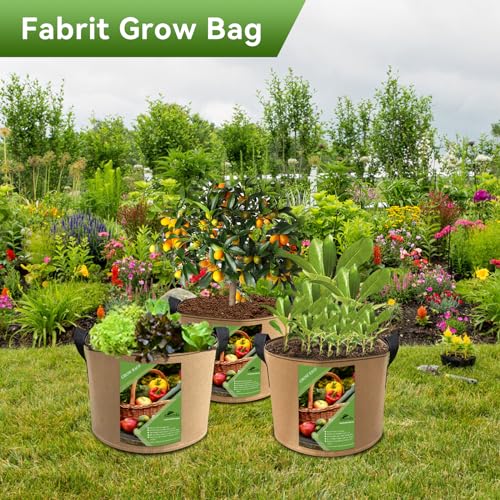 6 Pcs 5 Gallon Heavy Duty Nonwoven Fabric Grow Bags with Handles T52977