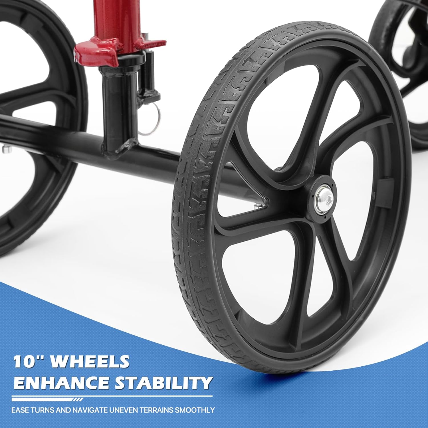 Compact All Terrain Knee Scooter with Dual Braking System, Red U513