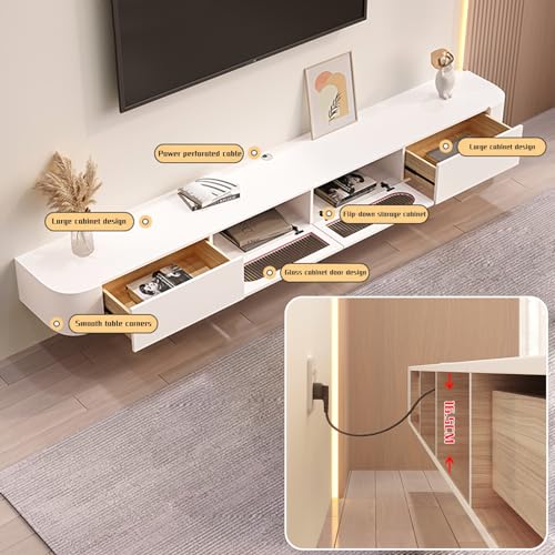 Grey 240CM Wall Mounted TV Stand with 2 Cabinets R78853