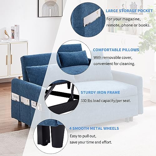 Gray Velvet Convertible Sleeper Sofa Bed R40103