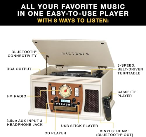 Mahogany 8-in-1 Bluetooth Record Player with Turntable G437620