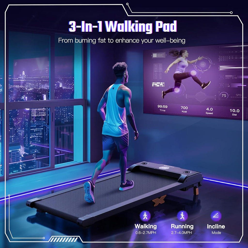 Under Desk Treadmill with Incline, Portable Walking Treadmill with Remote Control O172