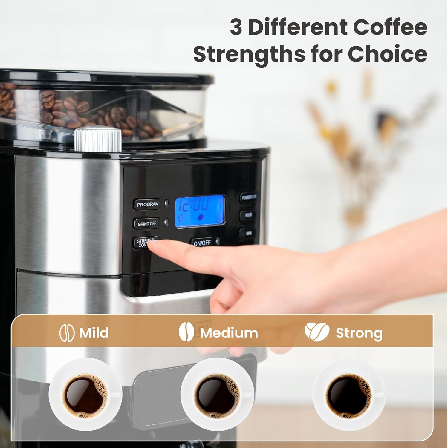 10-Cup Drip Coffee Maker with Built-in Grinder F7074