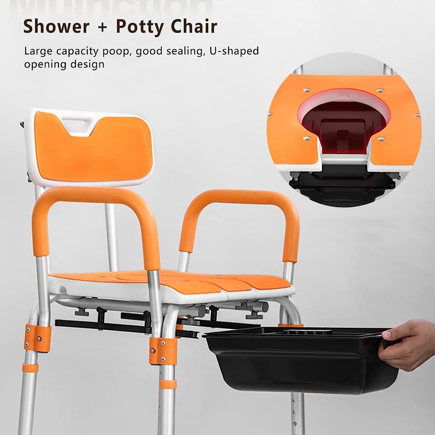Height Adjustable Bedside Commode Chair with Safety Frame P68639