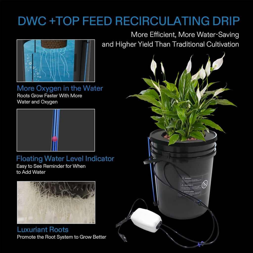 5-Gallon Deep Water Culture Hydroponics Growing System Kit Y83158