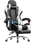White Gaming Chair with Footrest and Lumbar Support J530150