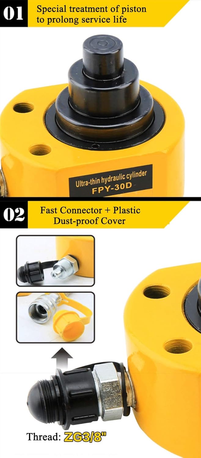 100 ton Low Profile Hydraulic Ram Jack Multi-Section Stroke 69mm Mini Portable Hydraulic Cylinder D5828