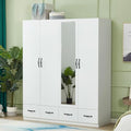 White 2 Door Wooden Wardrobe Closet with Storage Drawers I292
