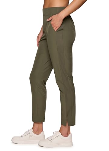 Women's Stretch Woven Ankle Pant, Lightweight, Quick Drying, Flat-Front Straight Leg Pants with Pockets A491