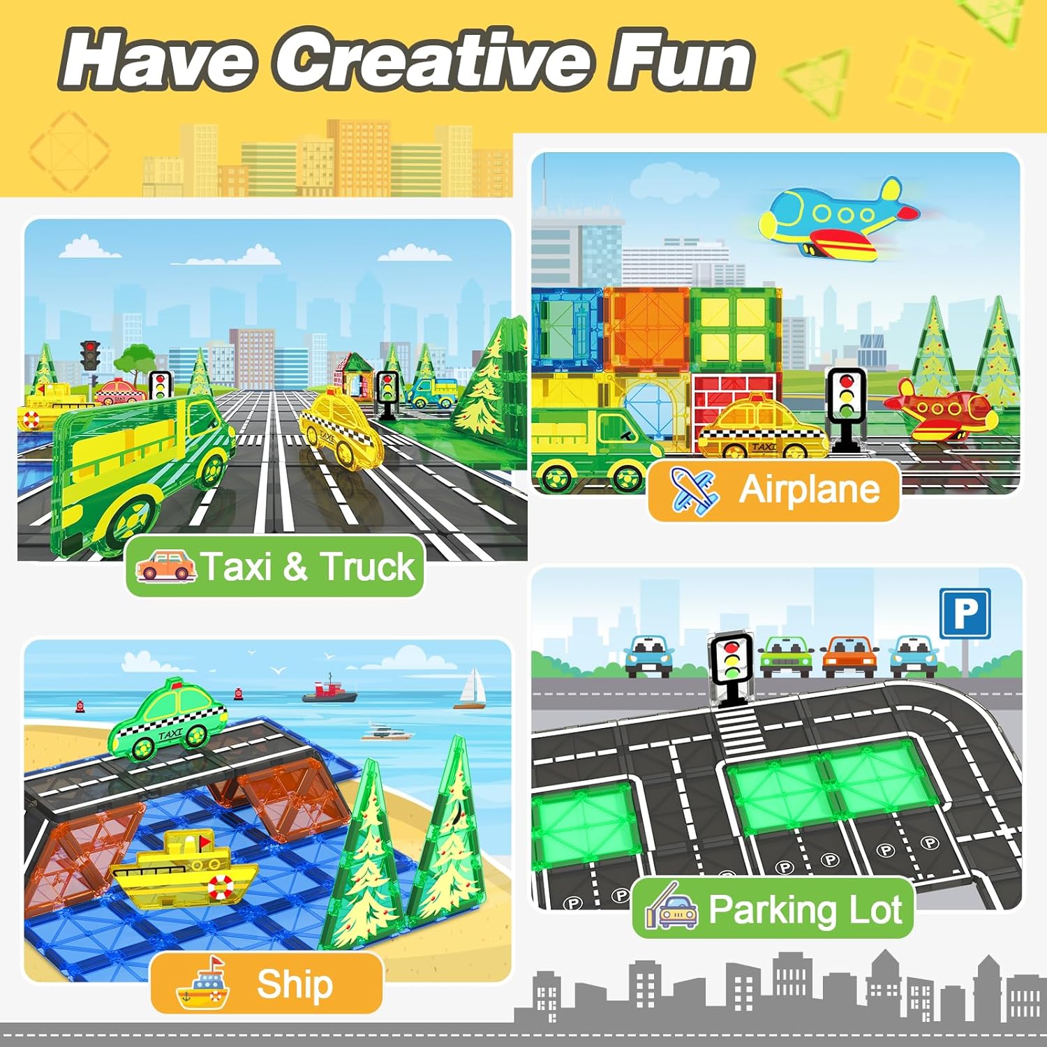 Magnetic Tiles City Road Set Magnetic Blocks R751774