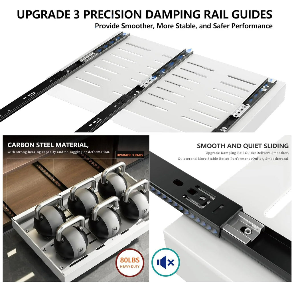 2Pack Expandable Pull Out Cabinet Organizer 21 Inch Deep White T341767