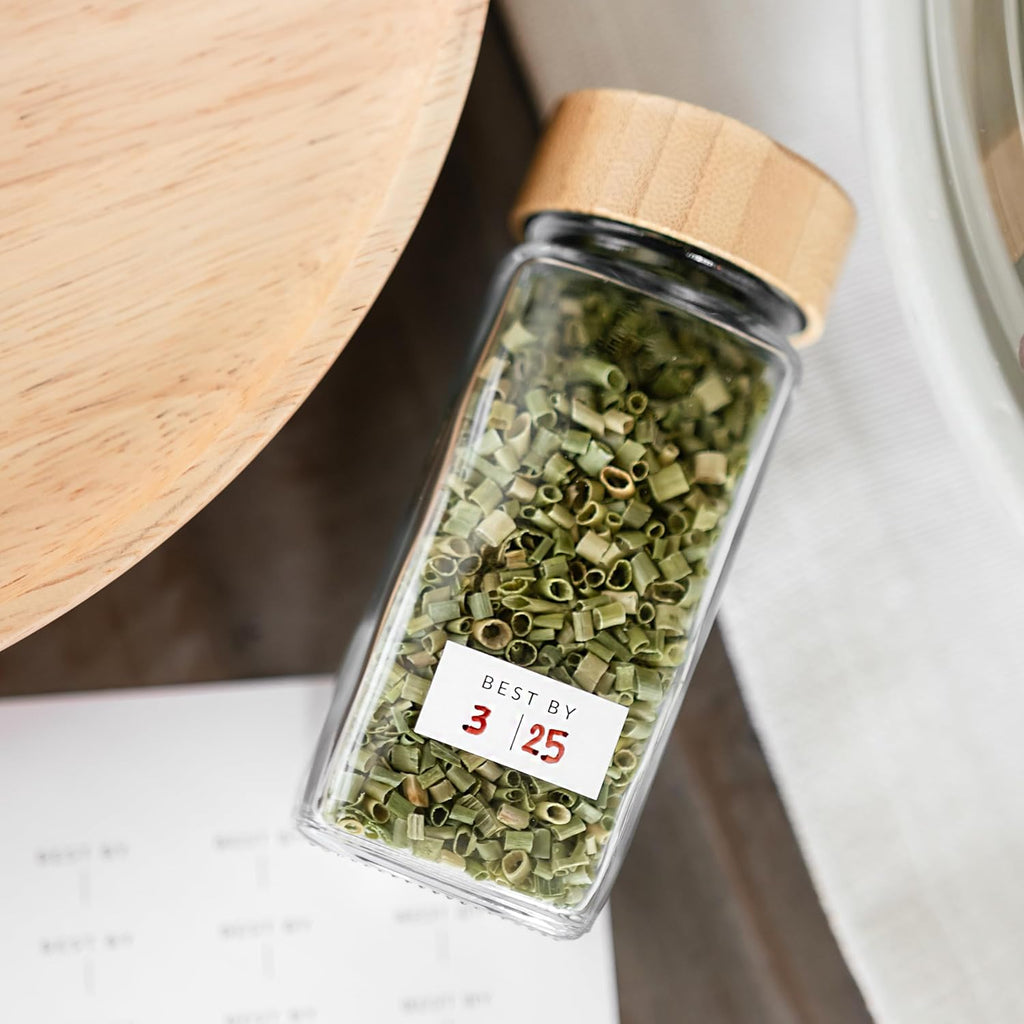24 Glass Spice Jars with Bamboo Lids and Labels K975217