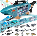 18 Pcs Sea Animal Toys with 2 Toy Trucks and 2 Cars R5695