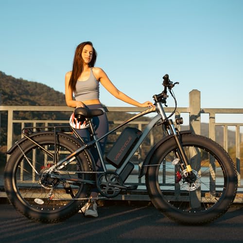 Peak 1000W Fat Tire Electric Bicycle 26" 7-Speed Hydraulic Disc Brake with 48V 18.2AH Removable Battery Q56292