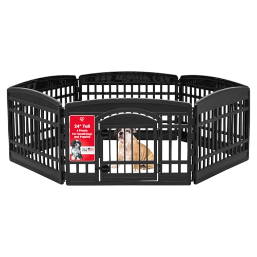 Black 8-Panel Dog Playpen with Door R880