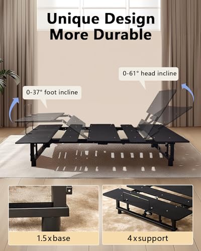 Queen Adjustable Bed Base Frame Black Metal K4909