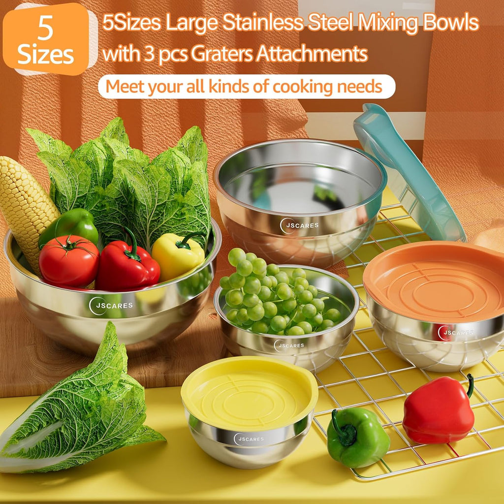 5 Piece Stainless Steel Mixing Bowls with Lids Set B2022