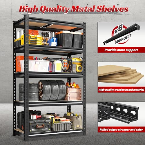 Set of 2 5 Tier Heavy Duty Metal Shelving 2000LBS Adjustable Shelf Z52896