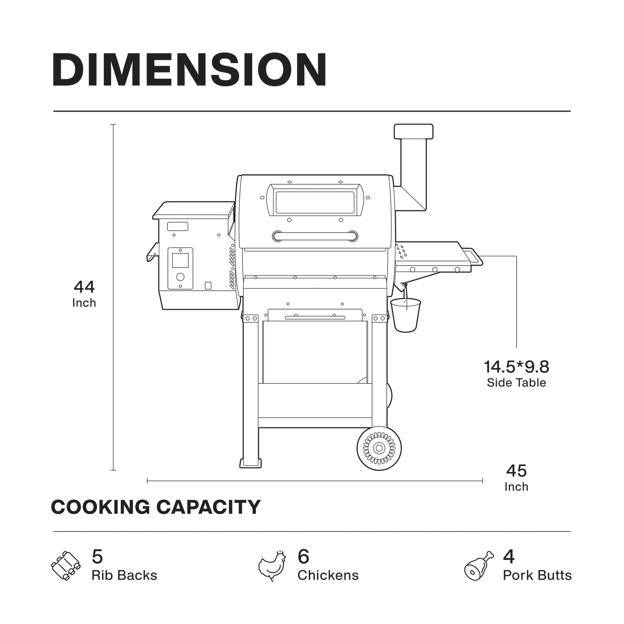 Wood Pellet Grill Smoker 515 sq. in. Bronze E570